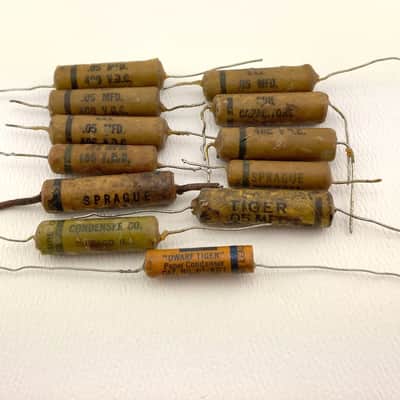 Vintage Sprague Sun Cornell Dubelier Wax Capacitors '50s Lot of 12 image 2