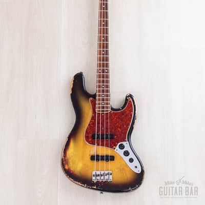 1966 Fender Jazz Bass Sunburst Padauk Fretboard Binding + Dots w/ Case image 2