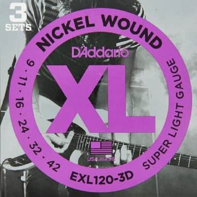 D'Addario EXL120-3D Nickel Electric Guitar Strings 3 Sets UPC 019954126100 image 1