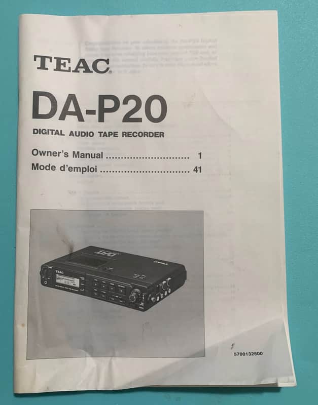 Tascam DA-P20 Factory Owners Manual image 1