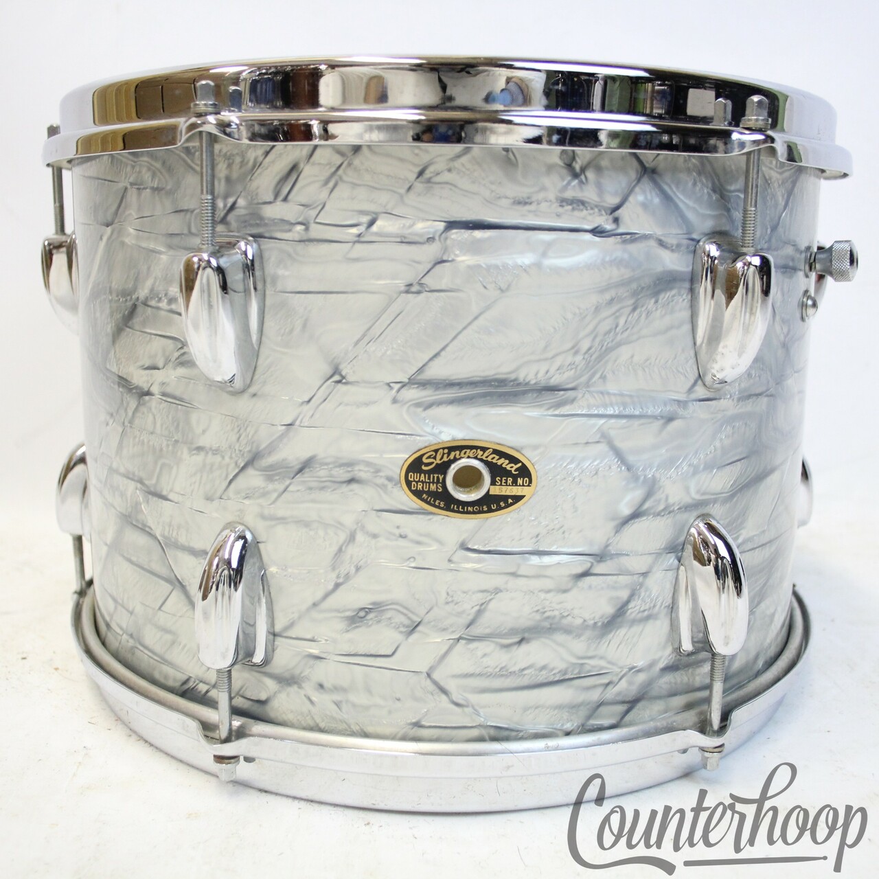 Slingerland 13x9" 60s Sky Blue Pearl Tom Drum Chrome Brass COB Stick-Saver Rims — main photograph