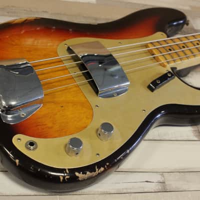 Fender Custom Shop Time Machine '58 Precision Bass Relic - Super Faded Aged Chocolate 3-Color Sunburst image 5