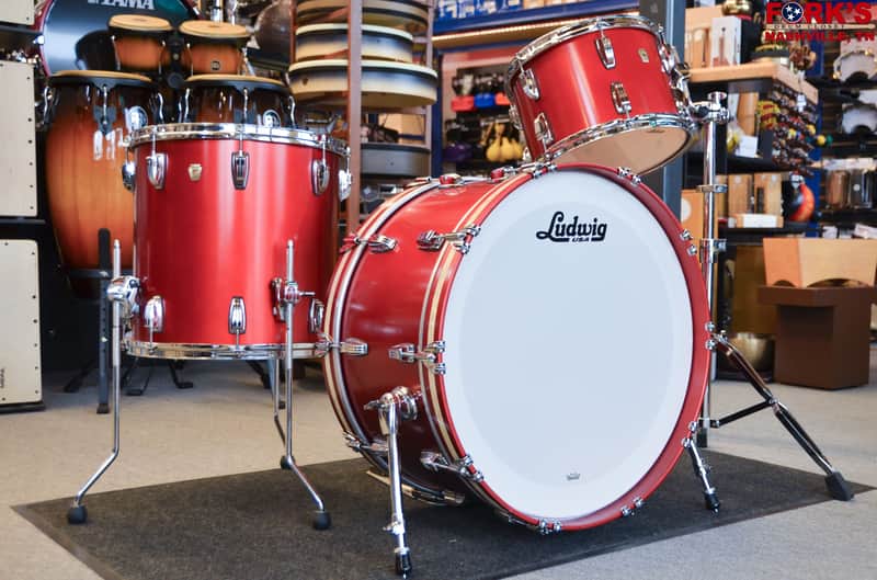 Used Ludwig Classic Maple 3pc Drum Kit - "Diablo Red" image 1