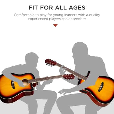 Best Choice Products Beginner Acoustic Electric Cutaway Guitar Set w/ Case, Strap - 41in-Sunburst image 11