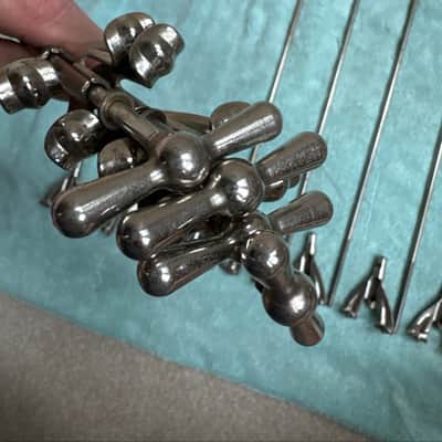 Ludwig 8 Bass Drum Bow Tie Tension Rods and Claws - Transition Badge era 50s 60s - Nickel image 10