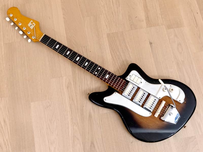 1960s Guyatone LG-100T Vintage 3 Pickup Electric Guitar Sunburst