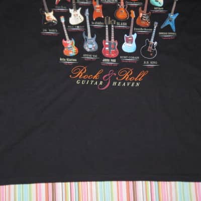 new old stock (NO paper hang-tag) A+ Taboo Rock Rock and Roll Guitar Heaven Shirt (XL) Black T shirt w/ many iconic guitars graphic (NO packaging) image 21