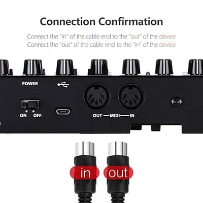 MIDI Cable, 2-Pack 3-Feet Male to Male 5-Pin MIDI Cable Compatible with MIDI Keyboard, Keyboard Synth, Rack Synth, Sampler, External Sound Card, Sound Source and Other Music Gear image 2