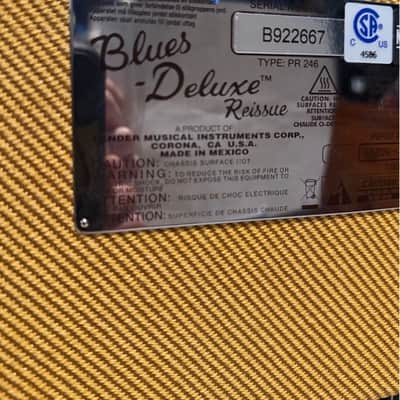 Fender Blues Deluxe Reissue 2-Channel 40-Watt 1x12" Guitar Combo 2005 - Present - Tweed image 8