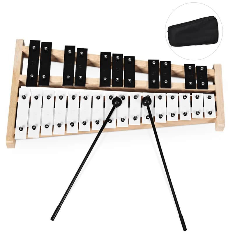 27-Note Glockenspiel Xylophone - Aluminum Instrument with Bag & Mallets image 1