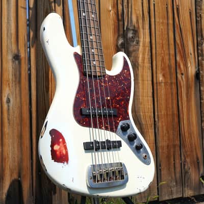 G&L USA Custom Shop JB-5 Nitro Olympic White over 3-Tone Sunburst 5-String Electric Bass Guitar w/ Tolex Case (2025) image 6