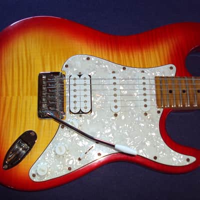 Scalloped Harley Benton ST redburst used HSS playing ala Yngwie,Ritchie&Co! image 2