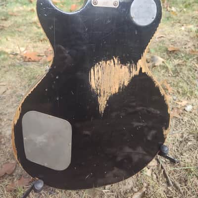 TG Custom Guitars Neil Young Tribute The Horse Old Black Les Paul Made from Old Growth Barn Wood from 1880 Serial # 002 image 8