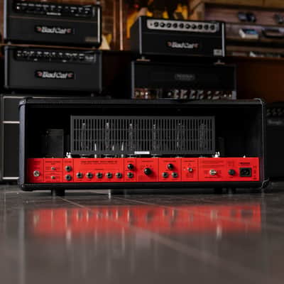 Mesa Boogie Limited Run 90’s Dual Rectifier Head Amplifier - Black Snake Vinyl, Rosso Scuderia Red Chassis image 2