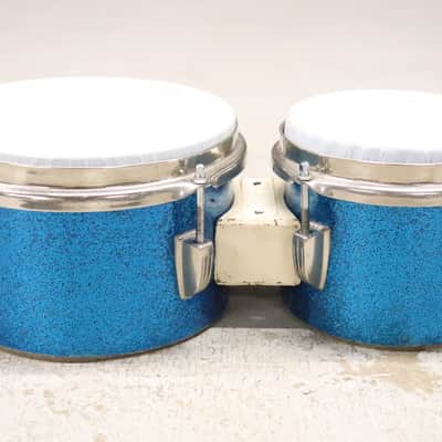 Ludwig Tunable Bongo Drums Vintage 1960's Blue Sparkle image 2