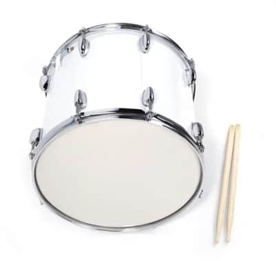 14"x10" Marching Snare Drum Kit with Drumsticks, Tuning Key & Shoulder Strap – White image 2