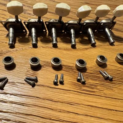 Fender Schaller Six In Line Tuners Plastic Buttons 1960s image 4