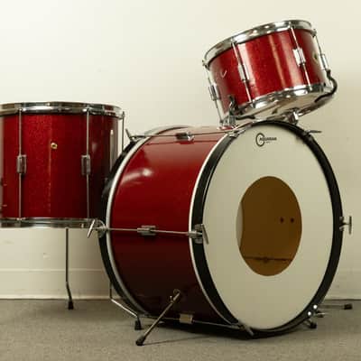 Vintage Kent Red Sparkle 14x22 9x13 and 13x14 Drum Set image 1