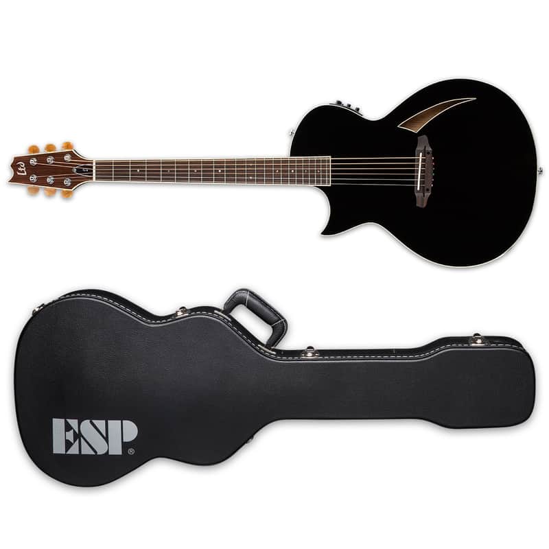 ESP LTD TL-6 LH Black Left-Handed Thinline Acoustic-Electric Guitar + Hard Case TL6 TL 6 New image 1
