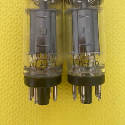 Matched Pair Sylvania 6V6 6V6GTA Vacuum Tubes Valves Black Plates Copper Support Rods Coin Wafer Base Silver Tops NOS NIB image 3