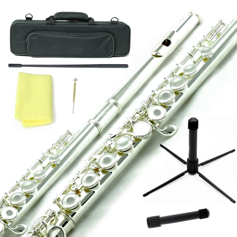 Silver Plated Open Hole C Flute w Case, Stand, Cleaning Rod, Cloth and More image 1