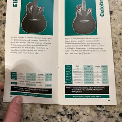 Ovation Price list catalog 1999 collector series Adamas II SMT custom elite celebrity image 6