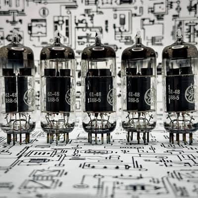 GE 12BH7A Grey Plates O‑Getter 1961 NOS Factory Matched Set – Preamp/Driver Tubes image 2