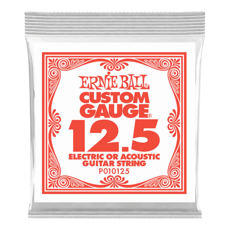 Ernie Ball .0125 Plain Steel Electric Or Acoustic Guitar Strings 6 Pack image 1