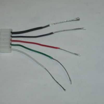 Epiphone Quick Connect End + 5 attached Thin Wires: white, green, red, black, bare, black - 5 pin hole connection (for 4 conductor pup) 2023 - QC End - white hard plastic, length of wires 1 & 1/2" - for 4 conductor pup (NO: pickup, control harness) image 23