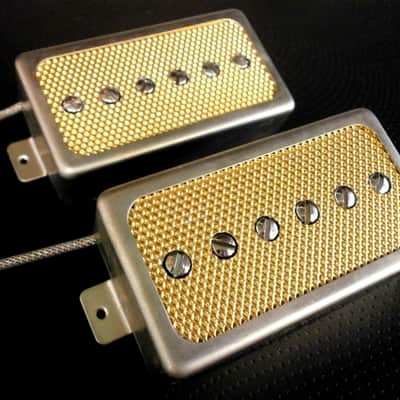 Q pickups Humbucker Sized P90s Set GOLD FOIL Raw cover PAF Fits Gibson Epi Greco Ibanez P90 Tone image 1