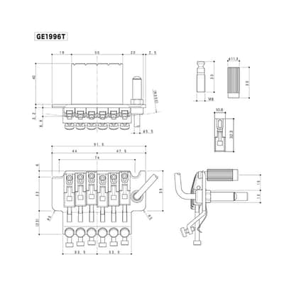 Gotoh Floyd Rose Locking Tremolo Set, Chrome – GE1996T + Free 33mm OEM Block image 7