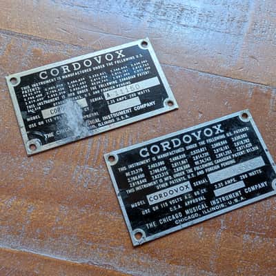 Cordovox Amplifier Branding Badge ID Plates Original Vintage Parts image 1