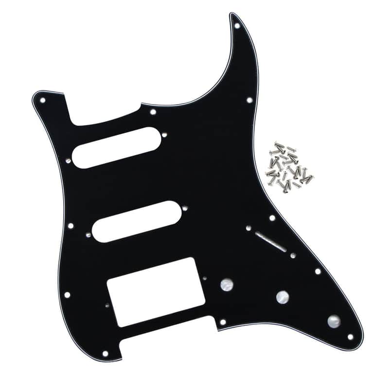 11 Holes HSS Pickguard ST Style Guitar Pickguard Pickguard Scratchplate with Screws,3Ply Black image 1