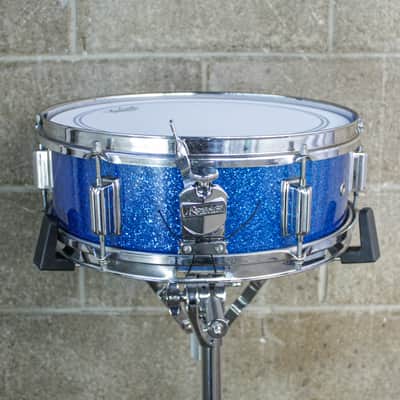 Rogers 5" x 14" 1960's Luxor Blue Sparkle Snare Drum image 8