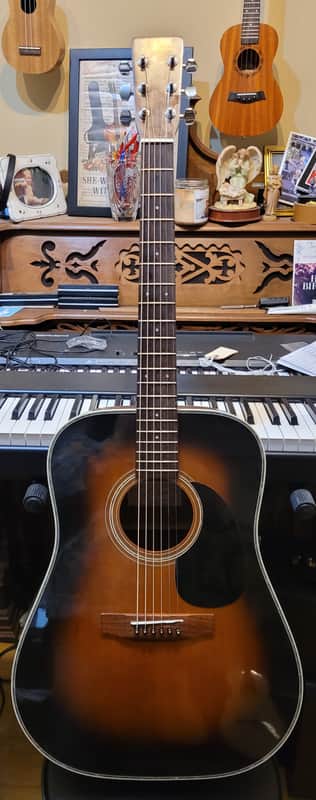 Aria ADW-300 1980s To 90s Tobacco Burst Dreadnought Acoustic