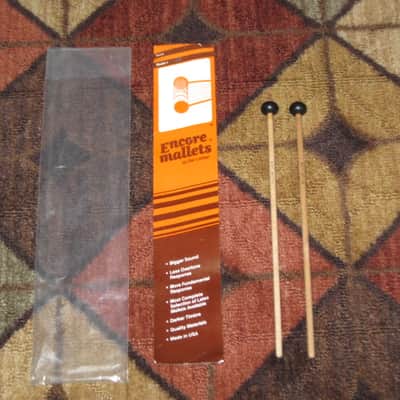 ONE pair new old stock (with packaging) Encore Mallets by Dan Lidster 103B, Oval Hard Rubber Black HEAD (unwound) /  Birch Dowel HANDLES, from around 2019, made in USA image 1