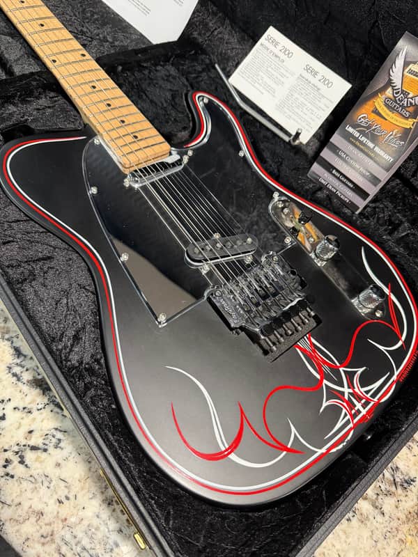2014 Dean "Tracii Guns" Signature Nash Vegas T-Style Satin Black Pinstripe