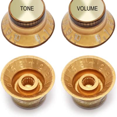 Electric Guitar Top Hat Knobs Speed Control Knobs 2 Volume 2 Tone Compatible with Les Paul LP Electric Guitar, Guitar Parts Replacement, Gold image 2