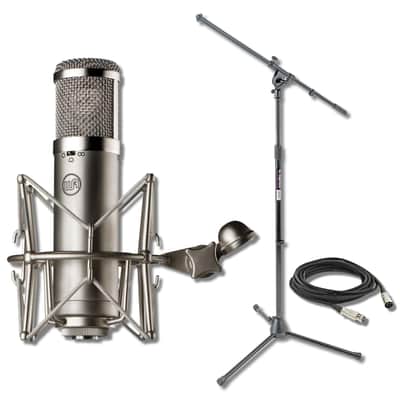 Warm Audio WA-47Jr Large-Diaphragm Condenser Microphone - Nickel with On-Stage Stands MS7701B Microphone Stand and 20' XLR Cable image 1