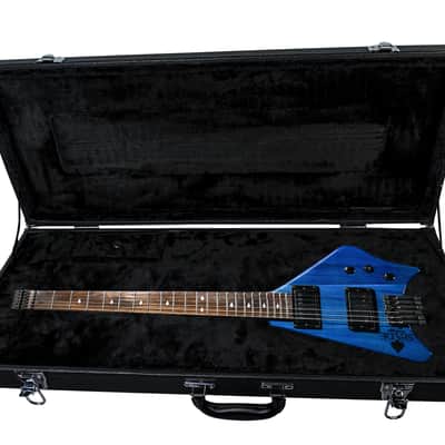 BootLegger Guitar Spade Gibson Scale 24.75 Headless Guitar With Case 2022 Blue Clear image 4