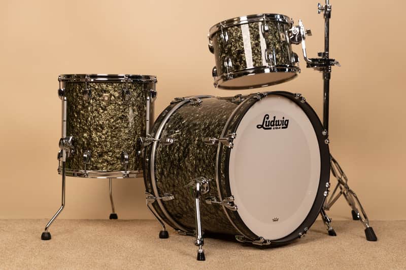 2026 Ludwig Moss Green Pearl Classic Maple Downbeat Drum Set image 1