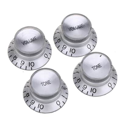 Silver Imperial Top Hat Bell Reflector 2 Volume 2 Tone Knobs Set for USA Gibson Les Paul SG Electric Guitar image 1