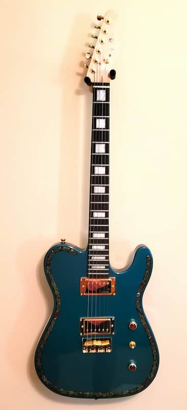 CUSTOM DESIGNED & CRAFTED TELE STYLE IN GREEN METALLIC FINISH WITH STONES -SERIAL #074 -2025 image 1