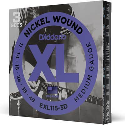 D'Addario Nickel Wound Electric Guitar Strings Medium/Blues-Jazz Rock 11-49 3 Sets image 1