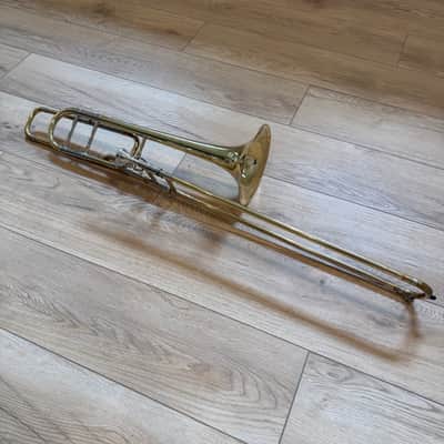 Bach 42BO Stradivarius Series Tenor Trombone with Open Wrap F Attachment, Standard Rotor Valve 1990s - Clear Lacquered Brass image 1