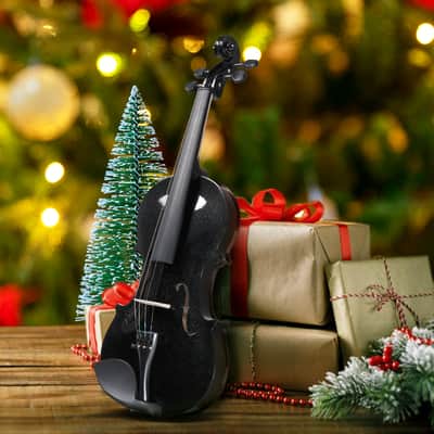Unbranded Full Size 4/4 Violin Set for Adults Beginners Students with Hard Case, Violin Bow, Shoulder Rest, Rosin, Extra Strings 2020s - Black image 8