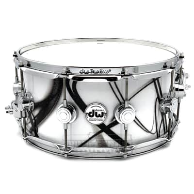 DW Collectors Maple Snare Drum 14x6.5 White Glass Contrails image 1