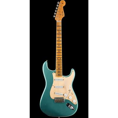 Fender Custom Shop 55 Dual-Mag Stratocaster Journeyman Relic Maple Fingerboard Limited-Edition Electric Guitar Regular Super Faded Aged Sherwood Green Metallic image 3