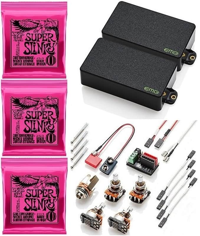 EMG KH-BB Set Kirk Hammett Bone Breaker Black Humbucker Short Pots ( 3 EB SUPER SLINKY 9-42 STRINGS) image 1