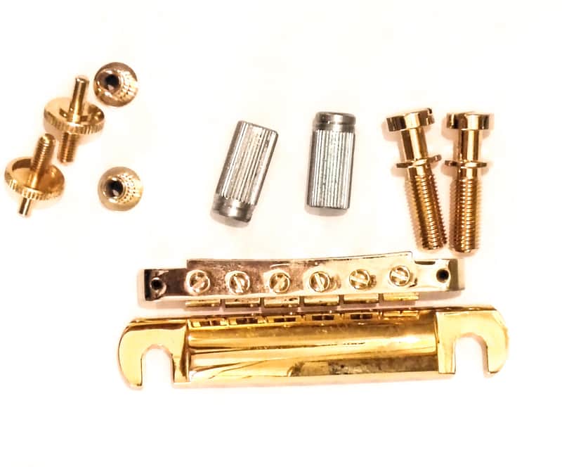 Gold Nashville Style Tune-O-Matic Bridge & Stop Tailpiece Set w/ Studs & Bushings image 1